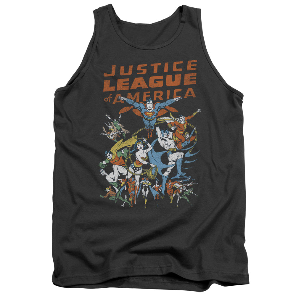 Justice League Big Group Mens Tank Top Shirt Charcoal Officially Licensed