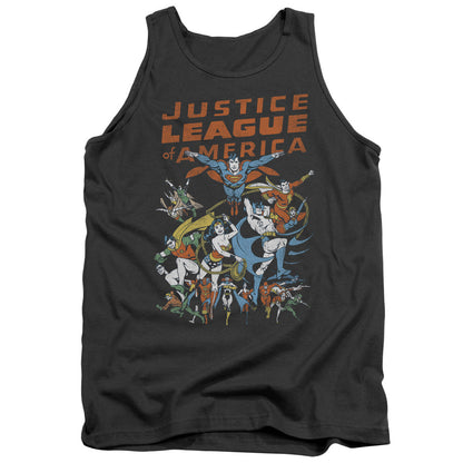 Justice League Big Group Mens Tank Top Shirt Charcoal Officially Licensed