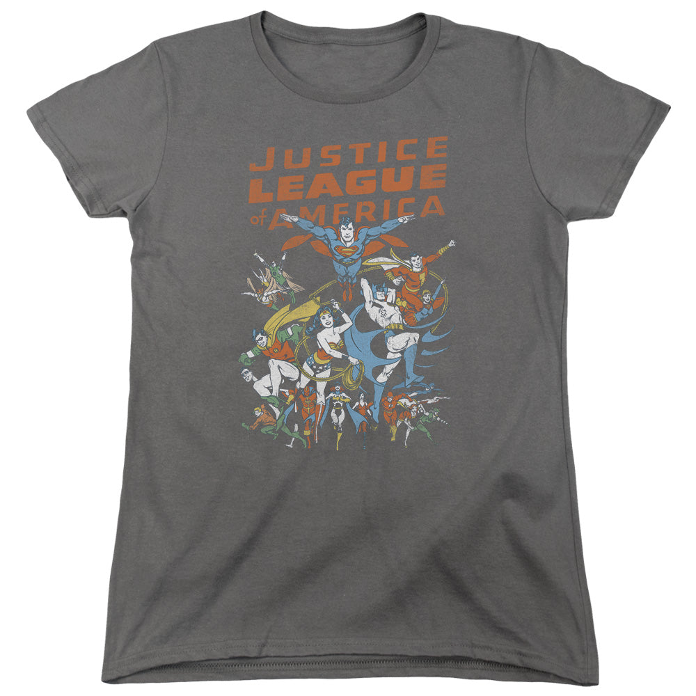 Justice League Big Group Womens T Shirt Charcoal Officially Licensed