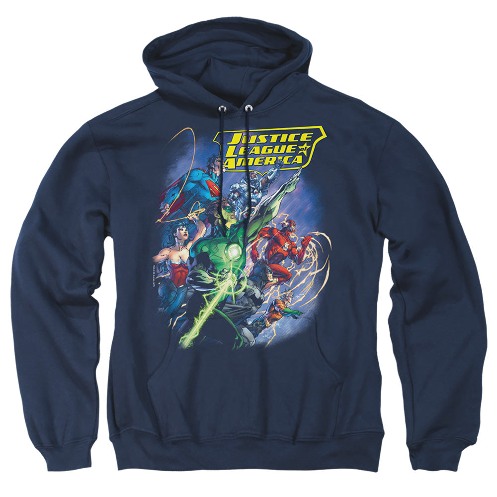 Justice League Of America Onward Mens Hoodie Navy Officially Licensed