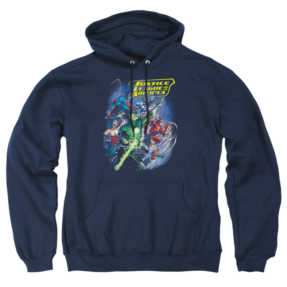 Justice League Of America Onward Mens Hoodie Navy Officially Licensed