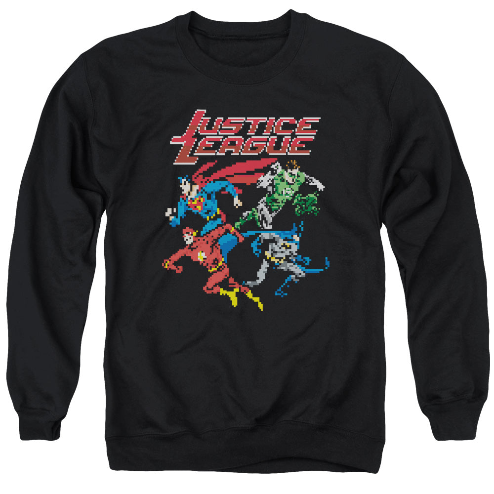 Justice League Of America Pixel League Mens Crewneck Sweatshirt Black Officially Licensed