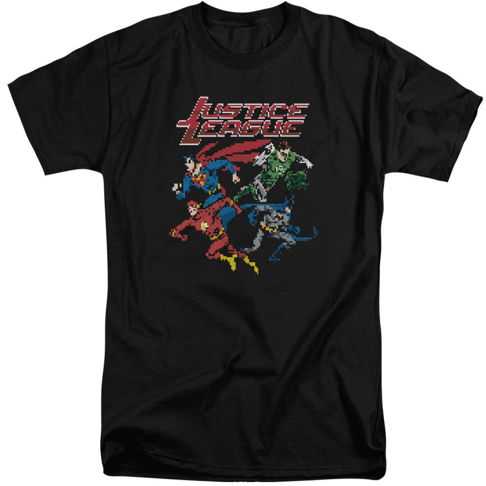 Justice League Pixel League Mens Tall T Shirt Black Officially Licensed
