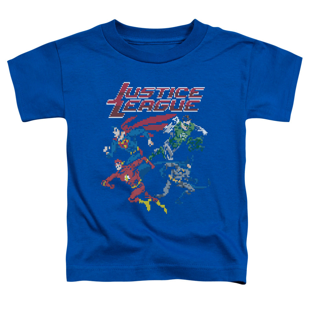 Justice League Pixel League Toddler Kids Youth T Shirt Royal Blue Officially Licensed
