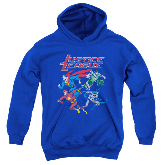 Justice League Pixel League Kids Youth Hoodie Royal Blue Officially Licensed