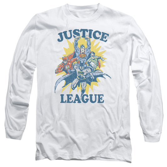 Justice League Lets Do This Mens Long Sleeve Shirt White Officially Licensed