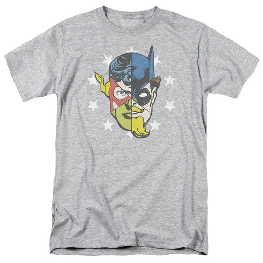 Justice League Of America Face Off Mens T Shirt Athletic Heather Officially Licensed