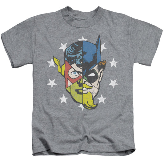 Justice League Face Off Juvenile Kids Youth T Shirt Athletic Heather Officially Licensed