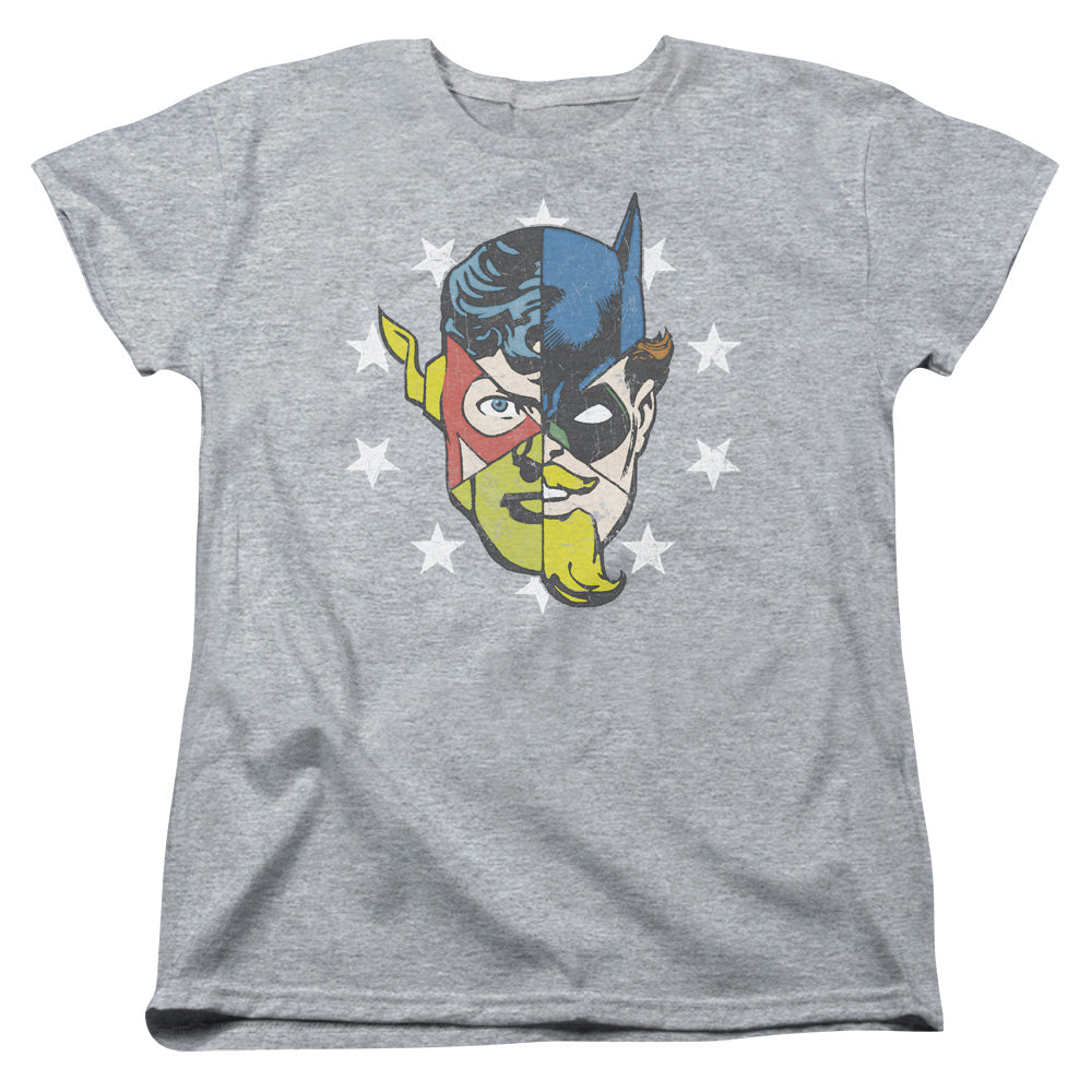 Justice League Face Off Womens T Shirt Athletic Heather Officially Licensed