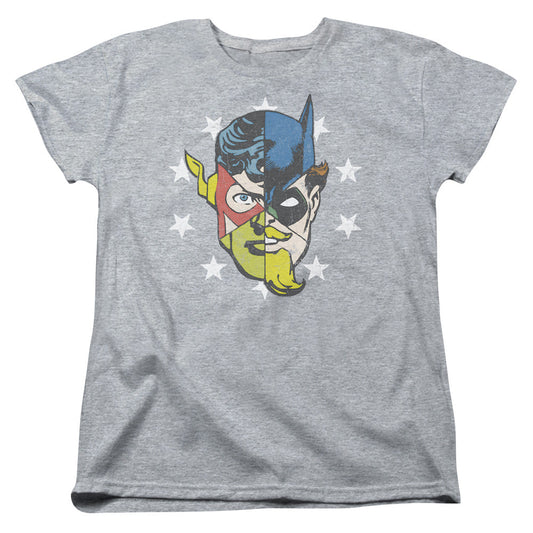 Justice League Face Off Womens T Shirt Athletic Heather Officially Licensed