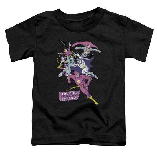 Justice League Colorful League Toddler Kids Youth T Shirt Black Officially Licensed