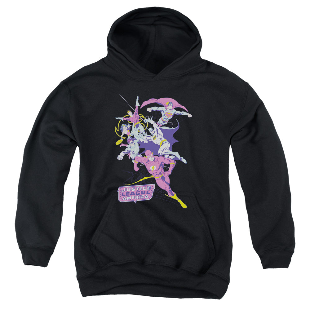 Justice League Colorful League Kids Youth Hoodie Black Officially Licensed