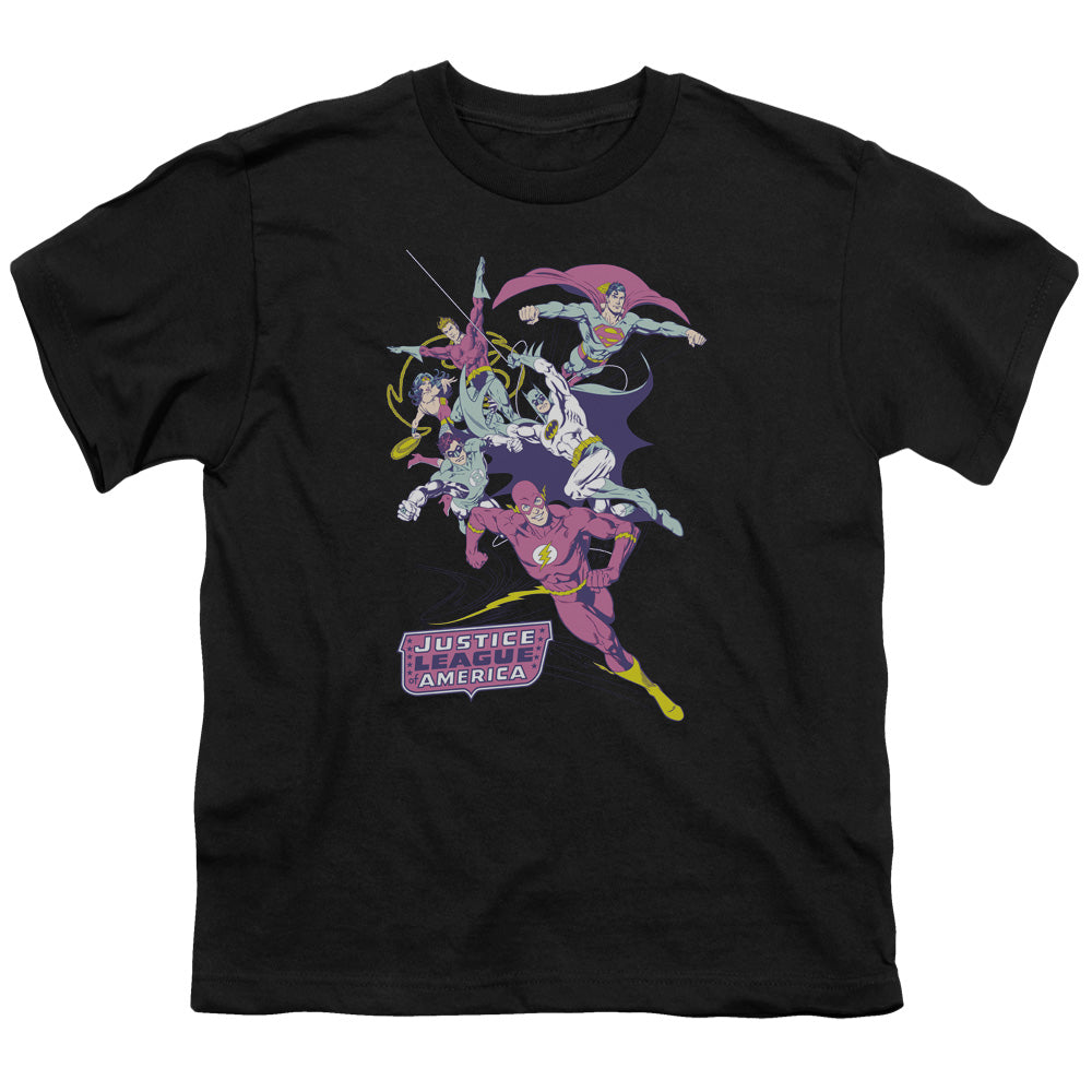 Justice League Colorful League Kids Youth T Shirt Black Officially Licensed