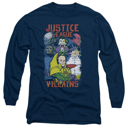 Justice League Of America Villians Mens Long Sleeve Shirt Navy Officially Licensed
