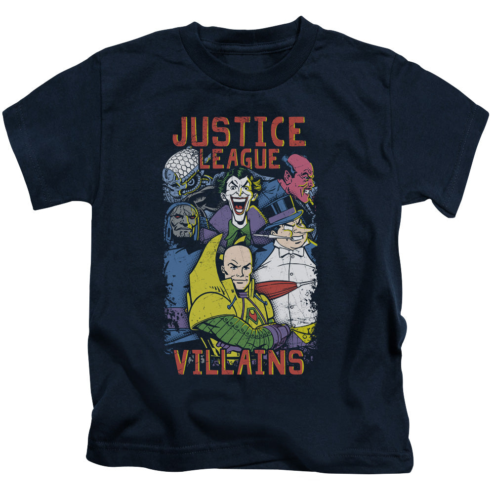 Justice League Villians Juvenile Kids Youth T Shirt Navy Blue Blue Officially Licensed