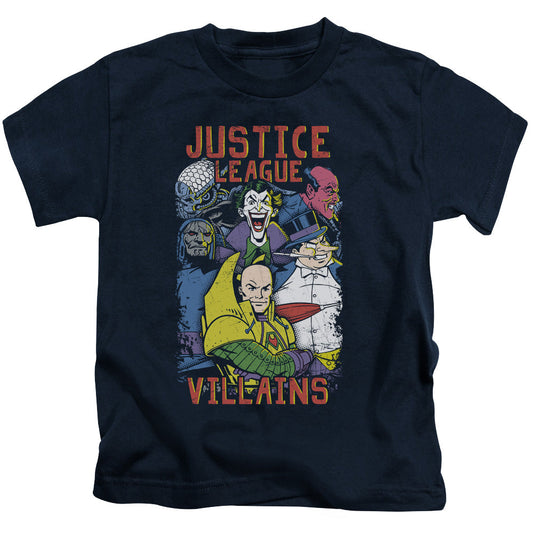 Justice League Villians Juvenile Kids Youth T Shirt Navy Blue Blue Officially Licensed