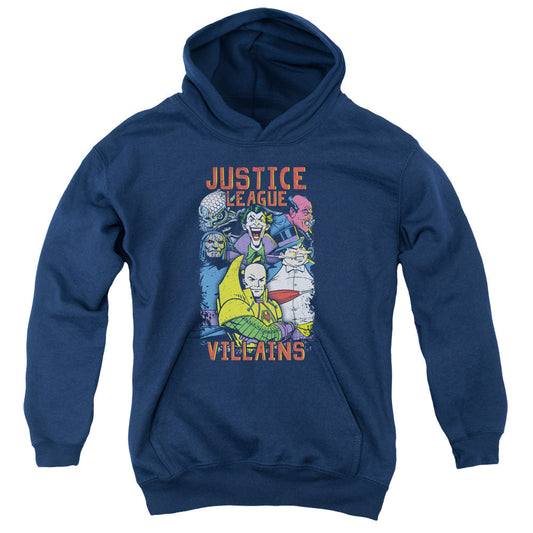 Justice League Villians Kids Youth Hoodie Navy Blue Blue Officially Licensed