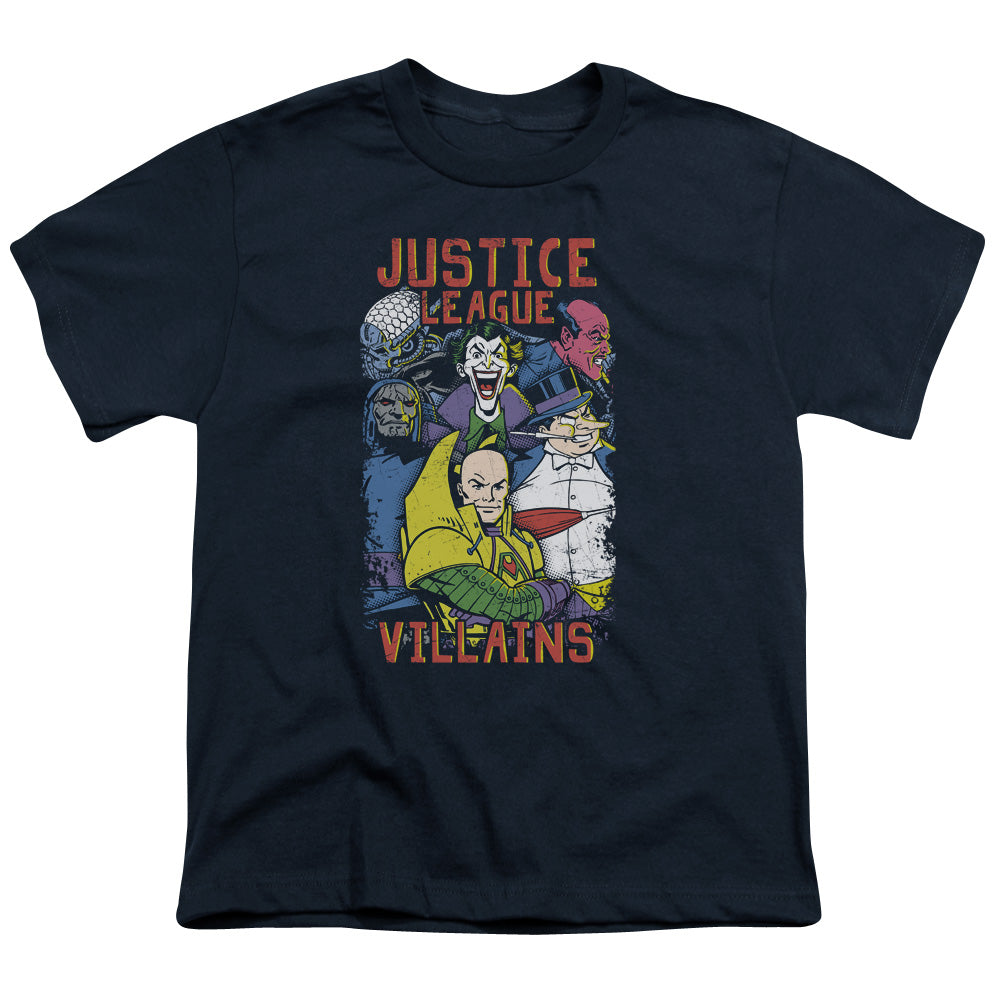 Justice League Villians Kids Youth T Shirt Navy Blue Blue Officially Licensed