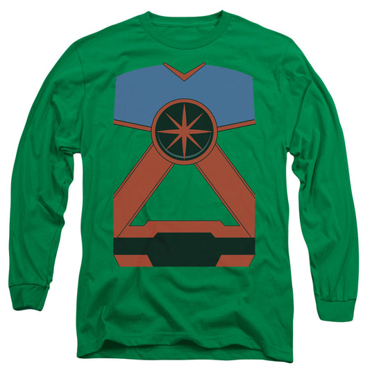 Justice League Martian Mh Mens Long Sleeve Shirt Kelly Green Officially Licensed