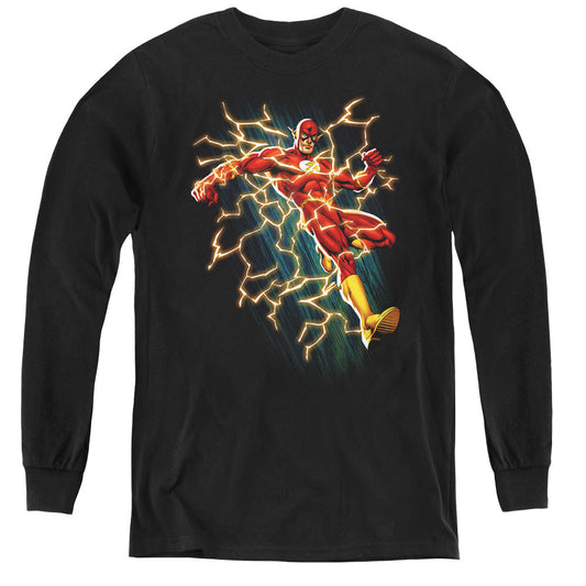 Justice League Electric Death Long Sleeve Kids Youth T Shirt Black Officially Licensed