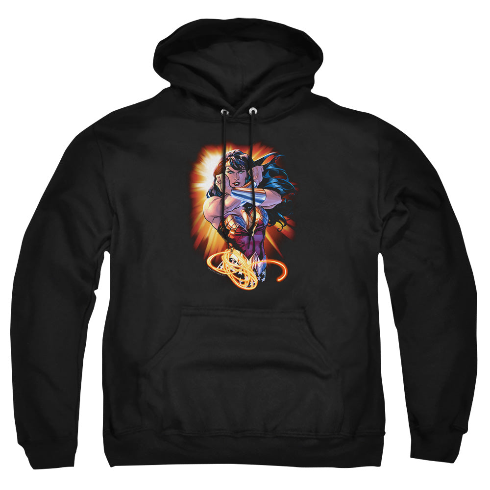 Justice League Of America Wonder Rays Mens Hoodie Black Officially Licensed