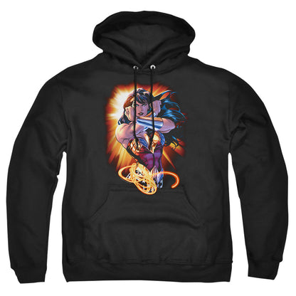 Justice League Of America Wonder Rays Mens Hoodie Black Officially Licensed