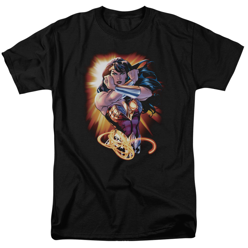 Justice League Of America Wonder Rays Mens T Shirt Black Officially Licensed
