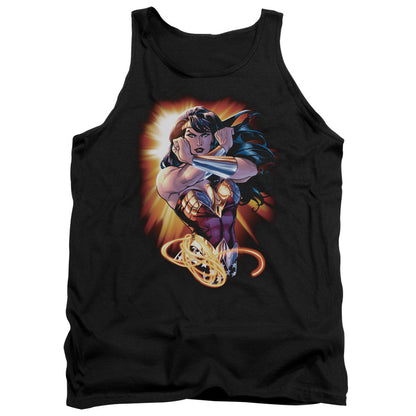 Justice League Wonder Rays Mens Tank Top Shirt Black Officially Licensed