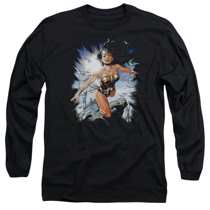 Jla Of Themyscira Mens Long Sleeve Shirt Black Officially Licensed