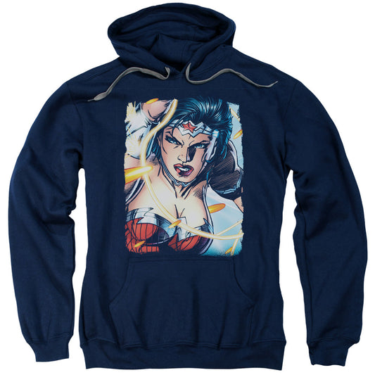 Justice League Scowl Mens Hoodie Navy Blue Blue Officially Licensed