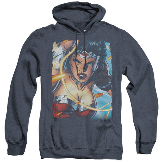 Justice League Scowl Heather Mens Hoodie Navy Blue Blue Officially Licensed