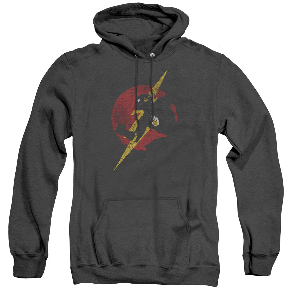 Justice League Of America Flash Symbol Knockout Mens Heather Hoodie Black Officially Licensed