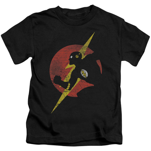 Justice League Flash Symbol Knockout Juvenile Kids Youth T Shirt Black Officially Licensed