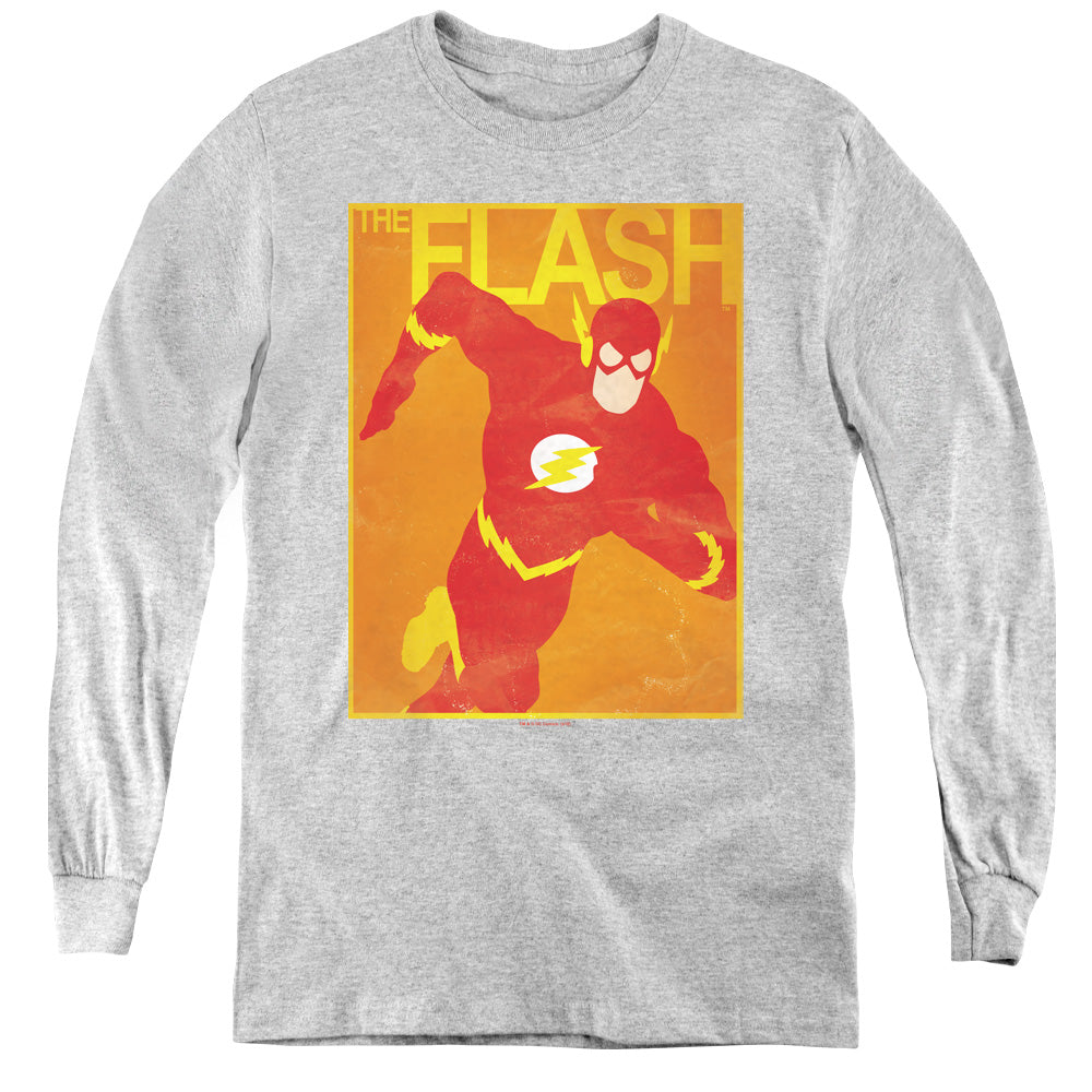 Justice League Simple Flash Poster Long Sleeve Kids Youth T Shirt Athletic Heather Officially Licensed