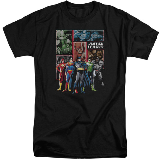 Justice League New Justice League Panels Mens Tall T Shirt Black Officially Licensed
