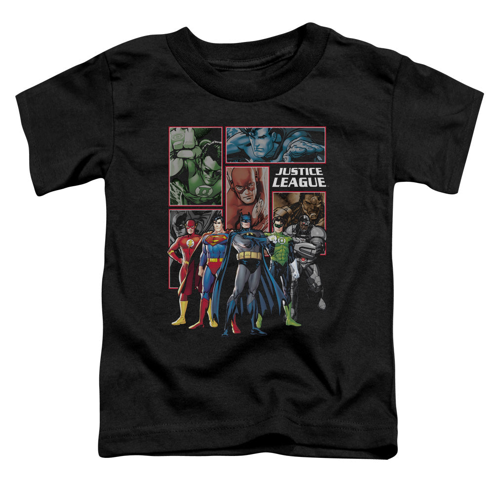 Justice League New Justice League Panels Toddler Kids Youth T Shirt Black Officially Licensed