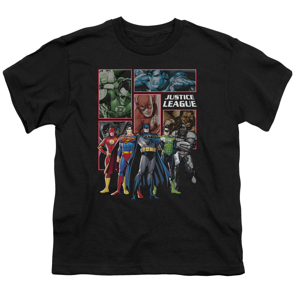Justice League New Justice League Panels Kids Youth T Shirt Black Officially Licensed
