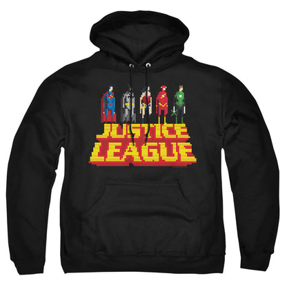 Justice League Of America Standing Above Mens Hoodie Black Officially Licensed