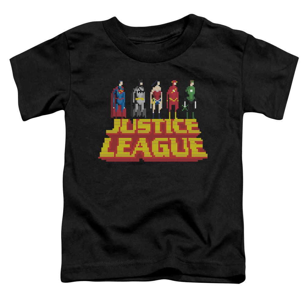 Justice League Standing Above Toddler Kids Youth T Shirt Black Officially Licensed