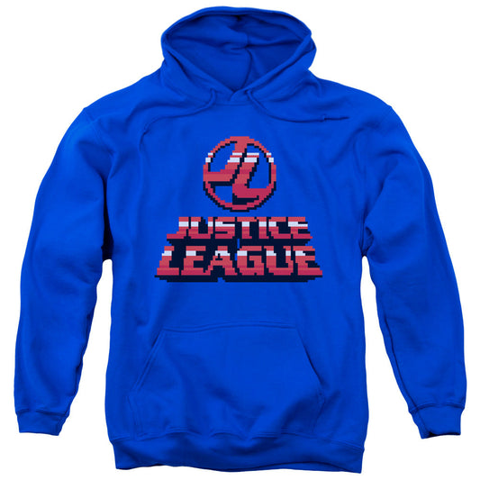 Justice League 8 Bit Justice League Mens Hoodie Royal Blue Officially Licensed