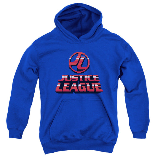 Justice League 8 Bit Justice League Kids Youth Hoodie Royal Blue Officially Licensed