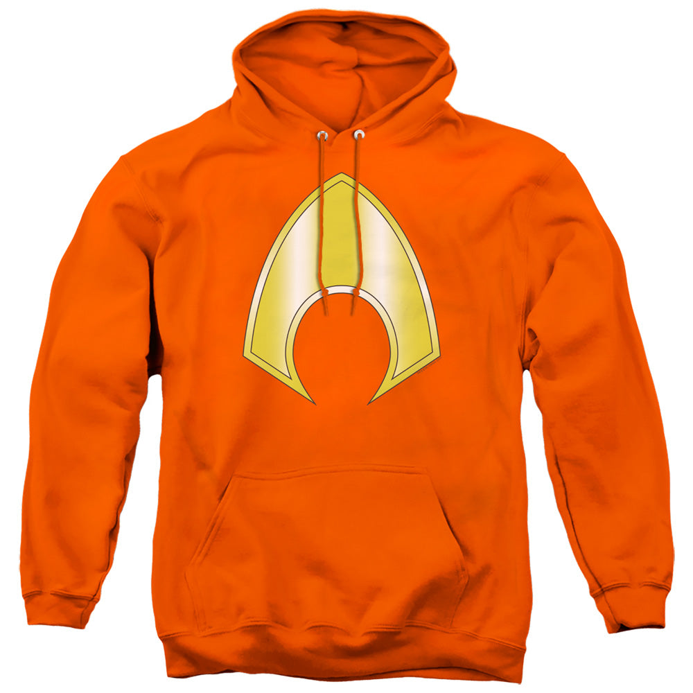 Justice League Aquaman Logo Mens Hoodie Orange Officially Licensed
