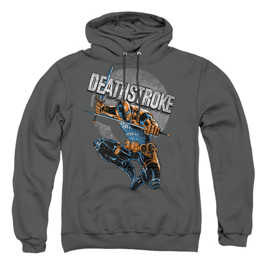 Justice League Of America Deathstroke Retro Mens Hoodie Charcoal Officially Licensed