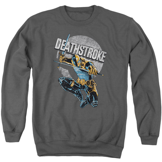 Justice League Deathstroke Retro Mens Crewneck Sweatshirt Charcoal Officially Licensed