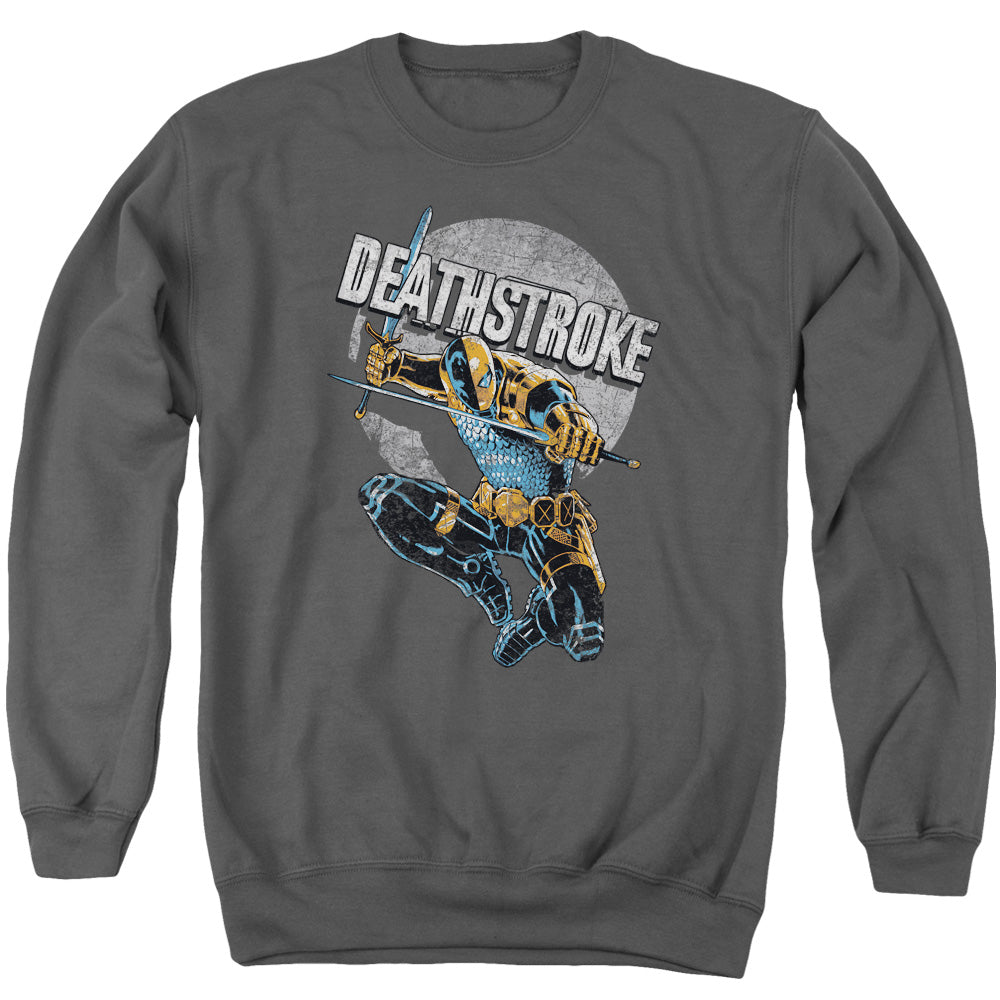 Justice League Of America Deathstroke Retro Mens Crewneck Sweatshirt Charcoal Officially Licensed