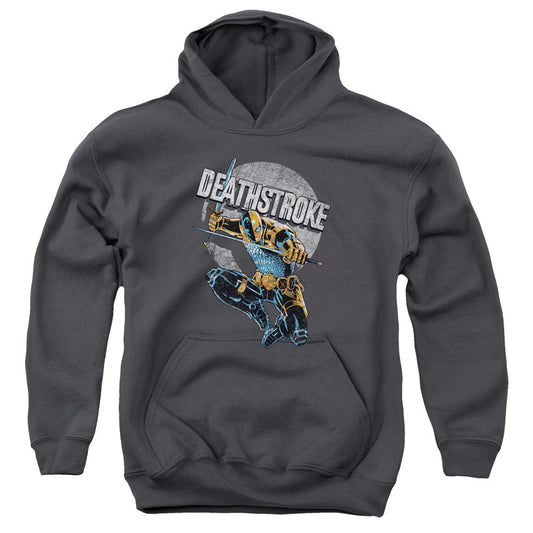 Justice League Deathstroke Retro Kids Youth Hoodie Charcoal Officially Licensed