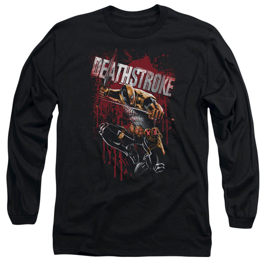 Justice League Blood Splattered Mens Long Sleeve Shirt Black Officially Licensed