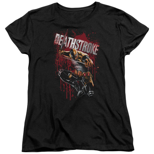 Justice League Blood Splattered Womens T Shirt Black Officially Licensed