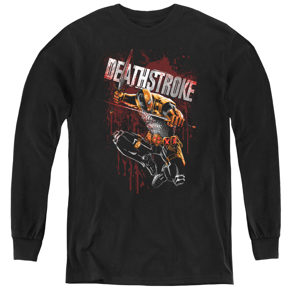 Justice League Blood Splattered Long Sleeve Kids Youth T Shirt Black Officially Licensed