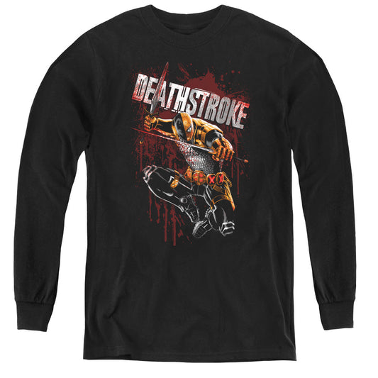 Justice League Blood Splattered Long Sleeve Kids Youth T Shirt Black Officially Licensed